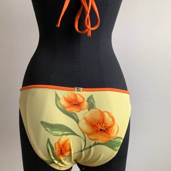 Billabong surf BLUE CRUSH era Vintage Orange & yellow floral triangle set RARE - Picture 7 of 7